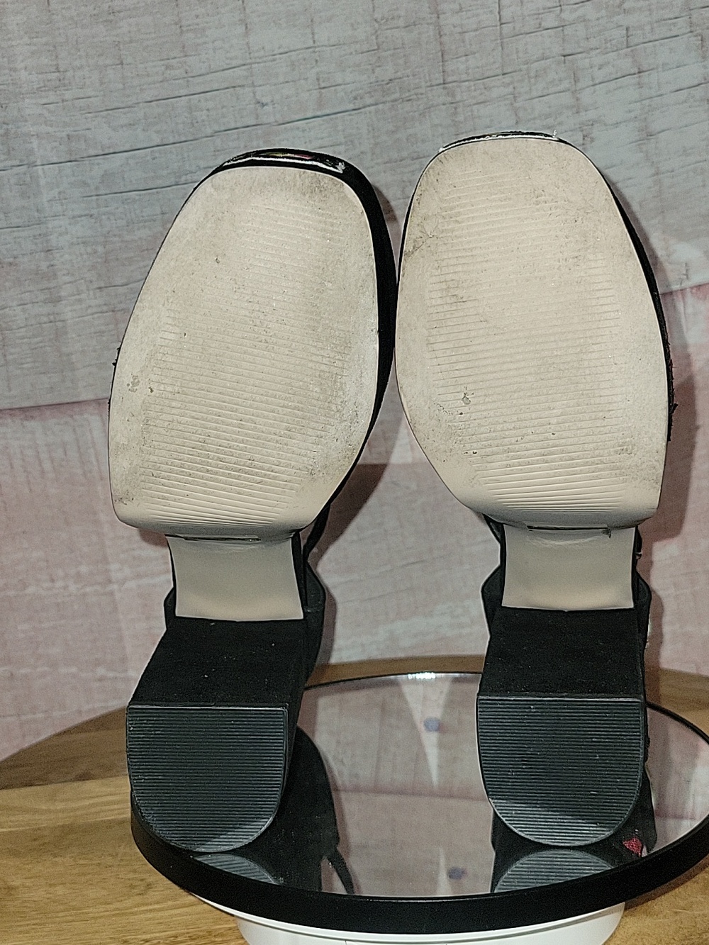 ASOS  Black Patchwork Chunky Platform Heels - Picture 12 of 16